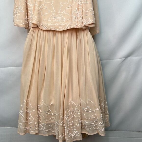 Free People Sylvia peach beaded wrap mini dress size small EUC - Picture 12 of 13